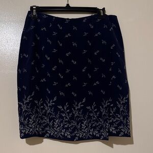 Morgan Taylor Vintage Dark Blue Floral Pencil Skirt